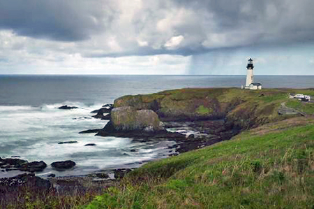 winter storm rolling across Yaquina Head on the Oregon Coast