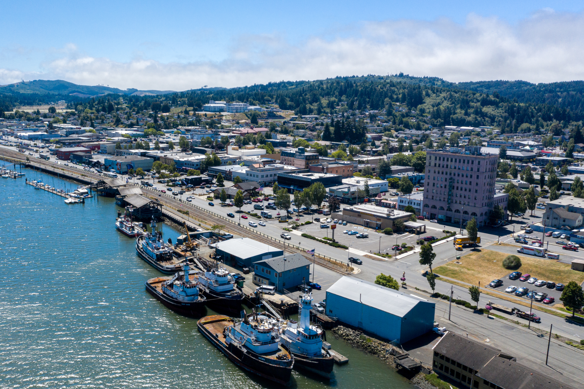 Overhead view of the city of Coos Bay, Oregon